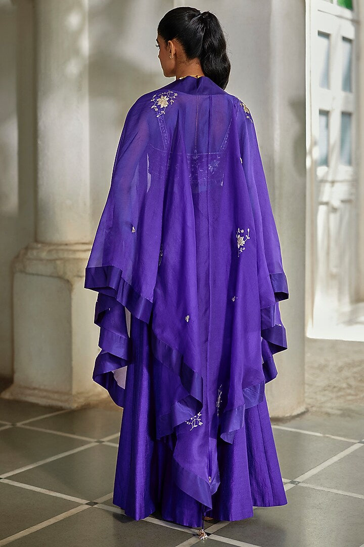 purple pure chiniya palazzo pant set