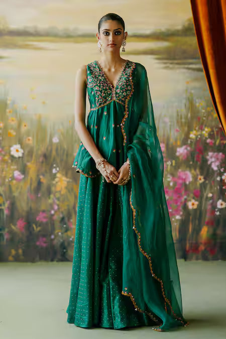 embroidered peplum kurta sharara set
