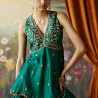 embroidered peplum kurta sharara set