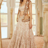 embroidered scallop jacket and lehenga set