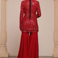 mirror work jacket and gharara set