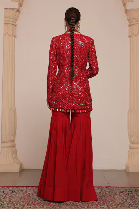 mirror work jacket and gharara set
