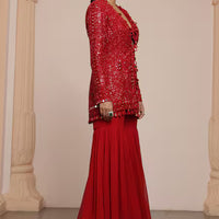 mirror work jacket and gharara set