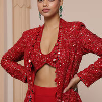 mirror work jacket and gharara set