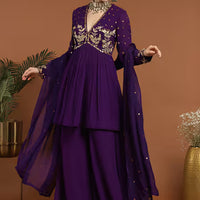 embroidered kurta sharara set