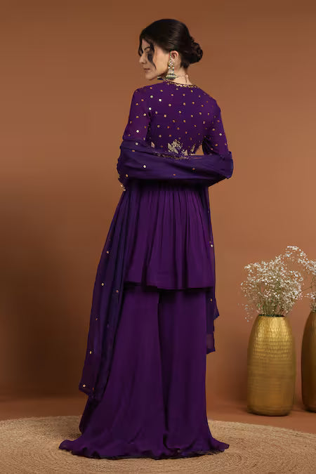 embroidered kurta sharara set