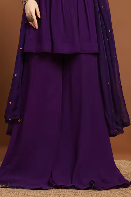 embroidered kurta sharara set