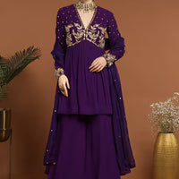 embroidered kurta sharara set