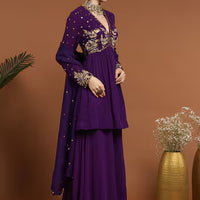 embroidered kurta sharara set