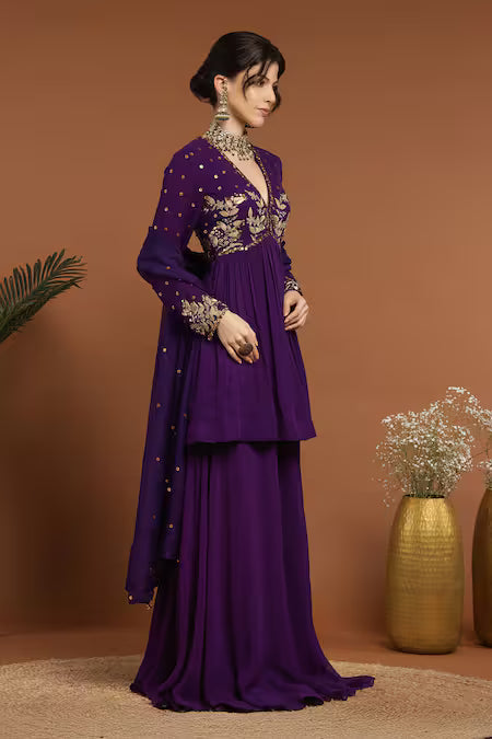 embroidered kurta sharara set