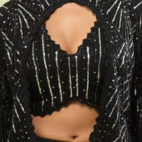 black sequin embroidered jacket lehenga set