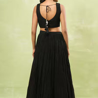 black sequin embroidered jacket lehenga set