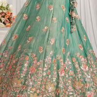 floral patchwork thread sequin zari lehenga set