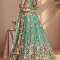 floral patchwork thread sequin zari lehenga set
