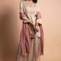 gold handcrafted sharara suit set