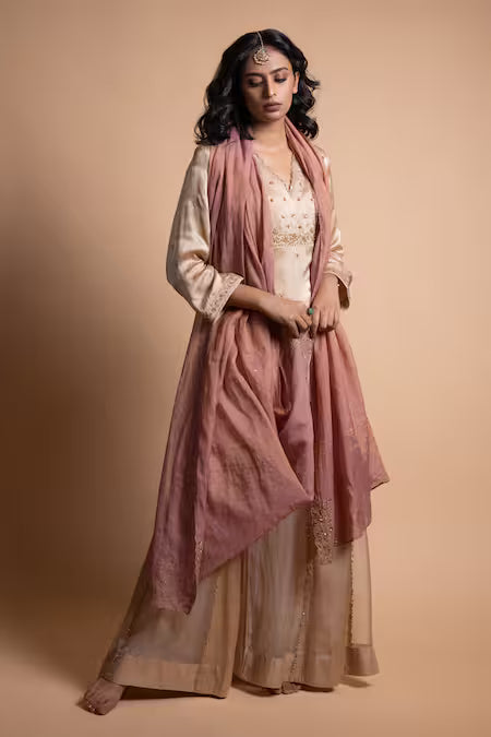 gold handcrafted sharara suit set