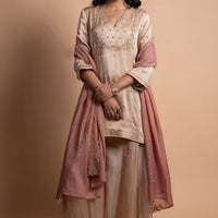 gold handcrafted sharara suit set