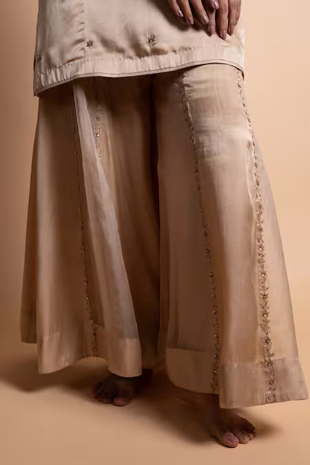 gold handcrafted sharara suit set