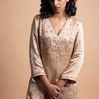 gold handcrafted sharara suit set