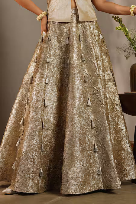 gold crush gota fusion lehenga set