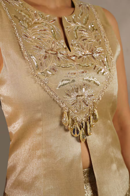 gold crush gota fusion lehenga set