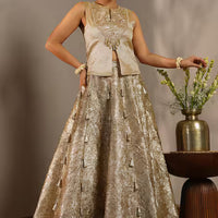 gold crush gota fusion lehenga set