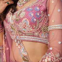 pink embroidered lehenga set