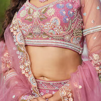 pink embroidered lehenga set