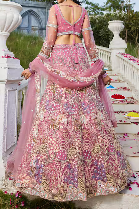 pink embroidered lehenga set