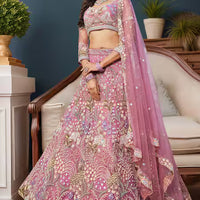 pink embroidered lehenga set