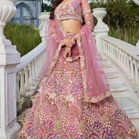 pink embroidered lehenga set