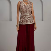 Embroidered jacket and sharara set