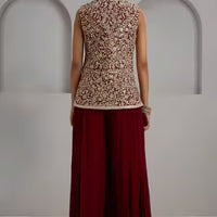 Embroidered jacket and sharara set
