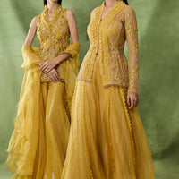 Embroidered Yellow Top & Sharara Set