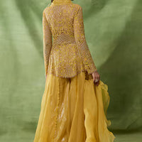 Embroidered Yellow Top & Sharara Set