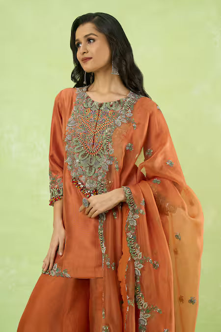 embroidered kurta sharara set