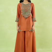 embroidered kurta sharara set