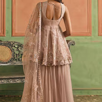 lashkaraa embroidered peplum kurta sharara set