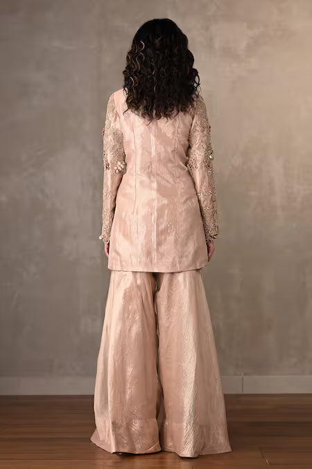 vine embroidered jacket and sharara set