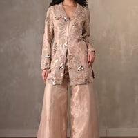 vine embroidered jacket and sharara set
