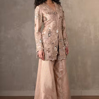 vine embroidered jacket and sharara set