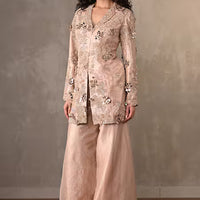 vine embroidered jacket and sharara set