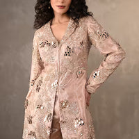 vine embroidered jacket and sharara set