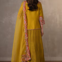 embroidered front open jacket lehenga set