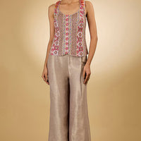 grey silk palazzo pant set