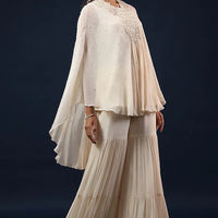 off white georgette flared palazzo set