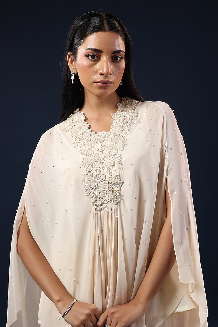 off white georgette flared palazzo set