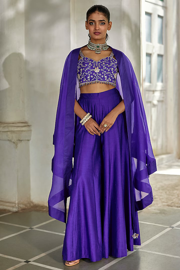 purple pure chiniya palazzo pant set