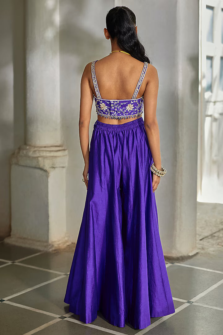 purple pure chiniya palazzo pant set
