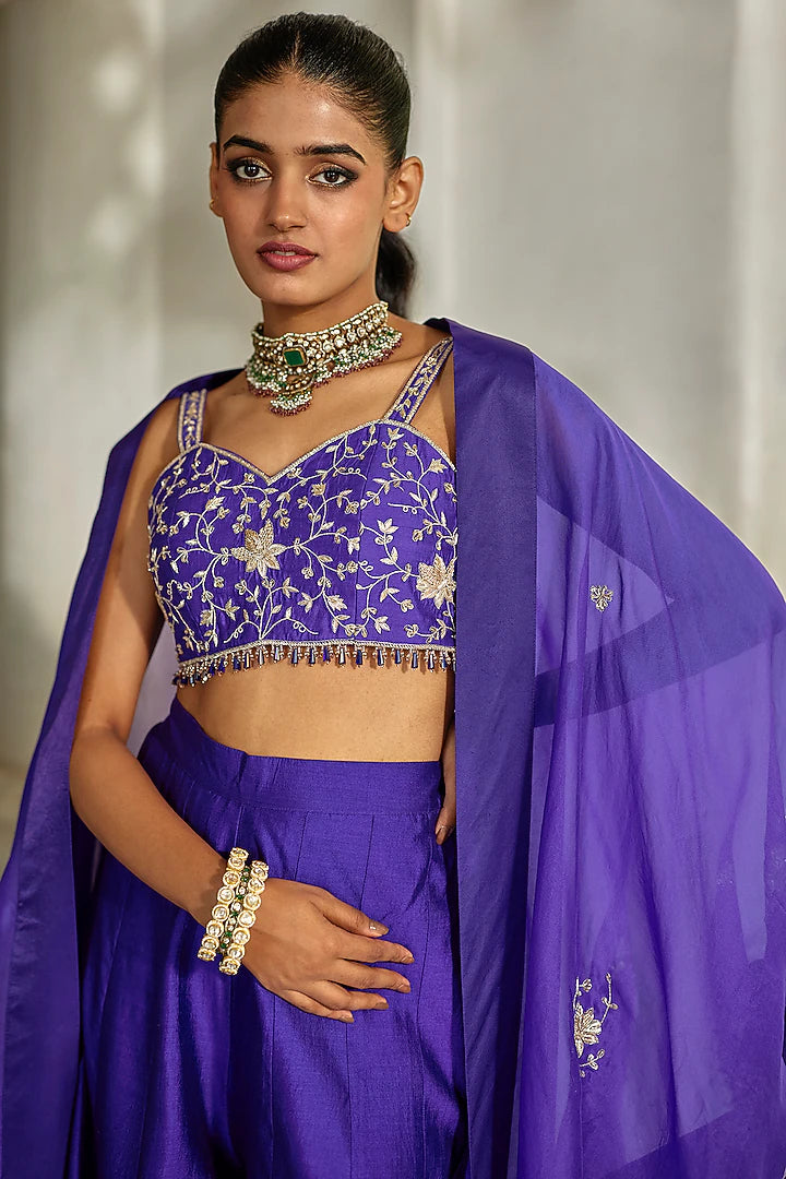 purple pure chiniya palazzo pant set